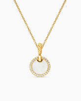 Petite DY Elements® Pendant Necklace in 18K Yellow Gold with Mother of Pearl and Diamonds, 17.8mm