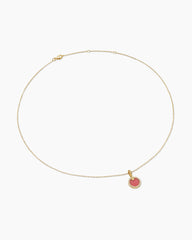 Petite DY Elements Pendant Necklace in 18K Yellow Gold with Rhodonite and Diamonds, 17.8mm