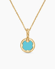 Petite DY Elements® Pendant Necklace in 18K Yellow Gold with Turquoise and Diamonds, 17.8mm