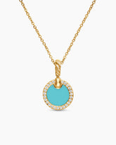 Petite DY Elements® Pendant Necklace in 18K Yellow Gold with Turquoise and Diamonds, 17.8mm