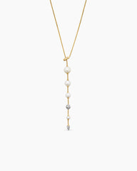 Pearl and Pavé Y Necklace in 18K Yellow Gold with Pearls and Diamonds