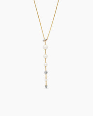 Pearl and Pavé Y Necklace in 18K Yellow Gold with Pearls and Diamonds