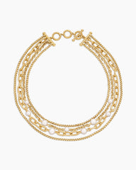 DY Madison® Pearl Multi Row Chain Necklace in 18K Yellow Gold with Pearls