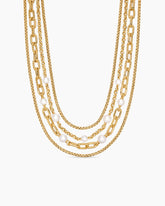 DY Madison® Pearl Multi Row Chain Necklace in 18K Yellow Gold with Pearls