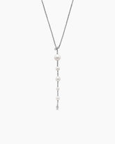 Pearl and Pavé Y Necklace in Sterling Silver with Pearls and Diamonds