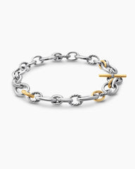 DY Mercer® Chain Necklace in Sterling Silver with 18K Yellow Gold and Diamonds, 20mm