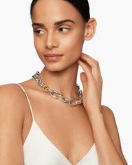 DY Mercer® Chain Necklace in Sterling Silver with 18K Yellow Gold and Diamonds, 20mm