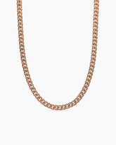 Curb Chain Necklace in 18K Rose Gold with Diamonds, 7mm