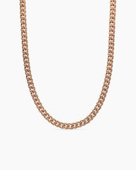 Curb Chain Necklace in 18K Rose Gold with Diamonds, 7mm