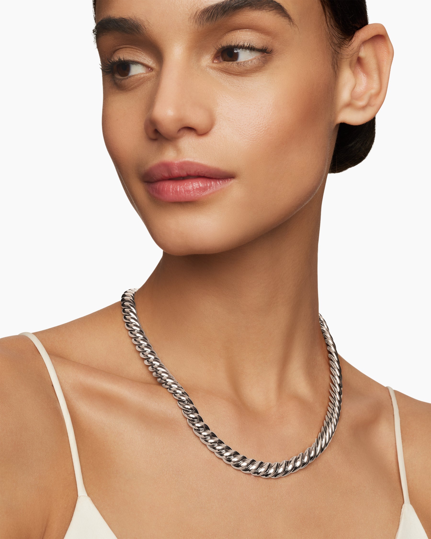 Sculpted Cable Necklace in Sterling Silver, 8.5mm
