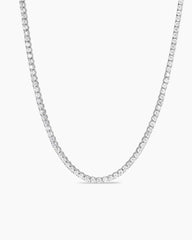 Tennis Necklace in 18K White Gold with Diamonds, 3mm