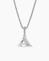 Pavé Initial Pendant Necklace in Sterling Silver with Diamond A