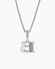 Pavé Initial Pendant Necklace in Sterling Silver with Diamond B
