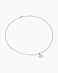 Pavé Initial Pendant Necklace in Sterling Silver with Diamond C