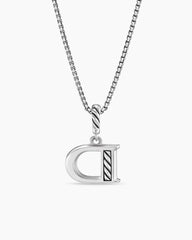 Pavé Initial Pendant Necklace in Sterling Silver with Diamond D