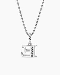 Pavé Initial Pendant Necklace in Sterling Silver with Diamond E