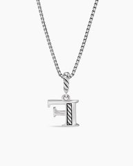 Pavé Initial Pendant Necklace in Sterling Silver with Diamond F