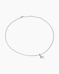 Pavé Initial Pendant Necklace in Sterling Silver with Diamond H