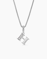 Pavé Initial Pendant Necklace in Sterling Silver with Diamond H