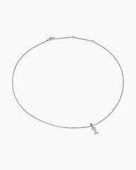 Pavé Initial Pendant Necklace in Sterling Silver with Diamond I
