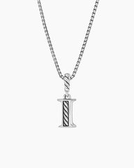 Pavé Initial Pendant Necklace in Sterling Silver with Diamond I