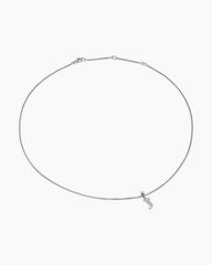 Pavé Initial Pendant Necklace in Sterling Silver with Diamond J