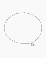 Pavé Initial Pendant Necklace in Sterling Silver with Diamond M