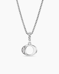 Pavé Initial Pendant Necklace in Sterling Silver with Diamond O