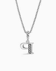 Pavé Initial Pendant Necklace in Sterling Silver with Diamond P