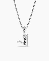 Pavé Initial Pendant Necklace in Sterling Silver with Diamond V