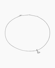 Pavé Initial Pendant Necklace in Sterling Silver with Diamond W