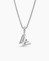 Pavé Initial Pendant Necklace in Sterling Silver with Diamond W