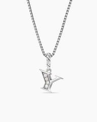 Pavé Initial Pendant Necklace in Sterling Silver with Diamond Y