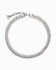 Sculpted Cable Necklace in 18K White Gold with Diamonds, 8.5mm