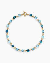 Marbella Toggle Necklace in 18K Yellow Gold with Blue Topaz and Hampton Blue Topaz