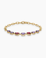 Marbella Chain Necklace in 18K Yellow Gold with Amethyst and Rhodolite Garnet, 8.5mm