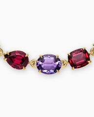 Marbella Chain Necklace in 18K Yellow Gold with Amethyst and Rhodolite Garnet, 8.5mm