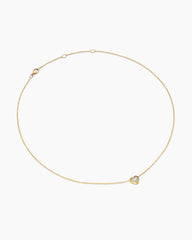 Puffy Heart Pendant Necklace in 18K Yellow Gold with Diamonds, 7.8mm