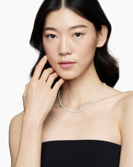 DY Bel Aire Color Box Chain Necklace in White Acrylic with 14K Yellow Gold, 2.7mm