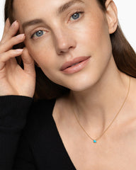 Micro Chatelaine® Pendant Necklace in 18K Yellow Gold with Turquoise, 5mm