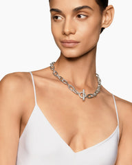 DY Madison® Toggle Chain Necklace in Sterling Silver with Diamonds, 11mm