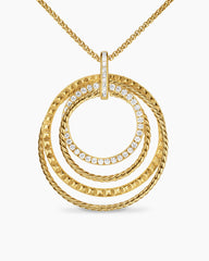 Crossover Trio Pendant Necklace in 18K Yellow Gold with Diamonds, 39.5mm