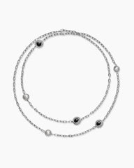 Pearl Classics Station Chain Necklace in Sterling Silver with Black Onyx, 4mm