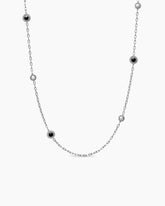 Pearl Classics Station Chain Necklace in Sterling Silver with Black Onyx, 4mm