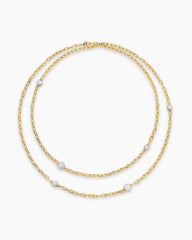 DY Madison Pavé Bead Station Necklace in 18K Yellow Gold, 3mm