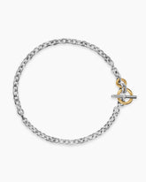 DY Mercer® Toggle Chain Necklace in Sterling Silver with 18K Yellow Gold and Diamonds, 8mm