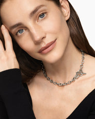 DY Mercer® Toggle Chain Necklace in Sterling Silver with Diamonds, 8mm