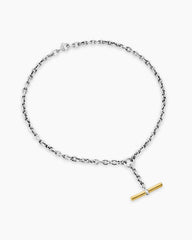 DY Mercer® Petite Toggle Chain Necklace in Sterling Silver with 18K Yellow Gold and Diamonds, 4.5mm