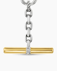 DY Mercer® Petite Toggle Chain Necklace in Sterling Silver with 18K Yellow Gold and Diamonds, 4.5mm