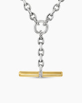 DY Mercer® Petite Toggle Chain Necklace in Sterling Silver with 18K Yellow Gold and Diamonds, 4.5mm